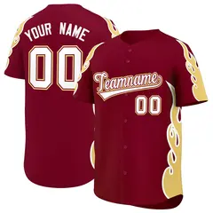 Crimson Khaki Flame Outline Side Pattern Basketball Jersey 1