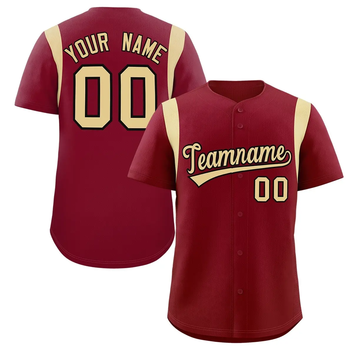Crimson Khaki Full Button Classic Baseball Jersey