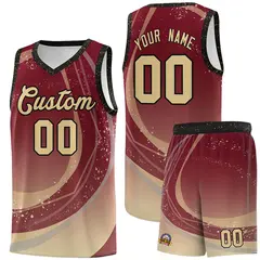 Crimson Khaki Galaxy Graffiti Pattern Basketball Jersey