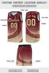 Crimson Khaki Galaxy Graffiti Pattern Basketball Jersey 2