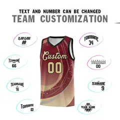 Crimson Khaki Galaxy Graffiti Pattern Basketball Jersey 3
