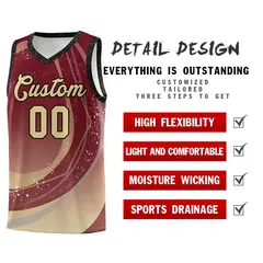 Crimson Khaki Galaxy Graffiti Pattern Basketball Jersey 4