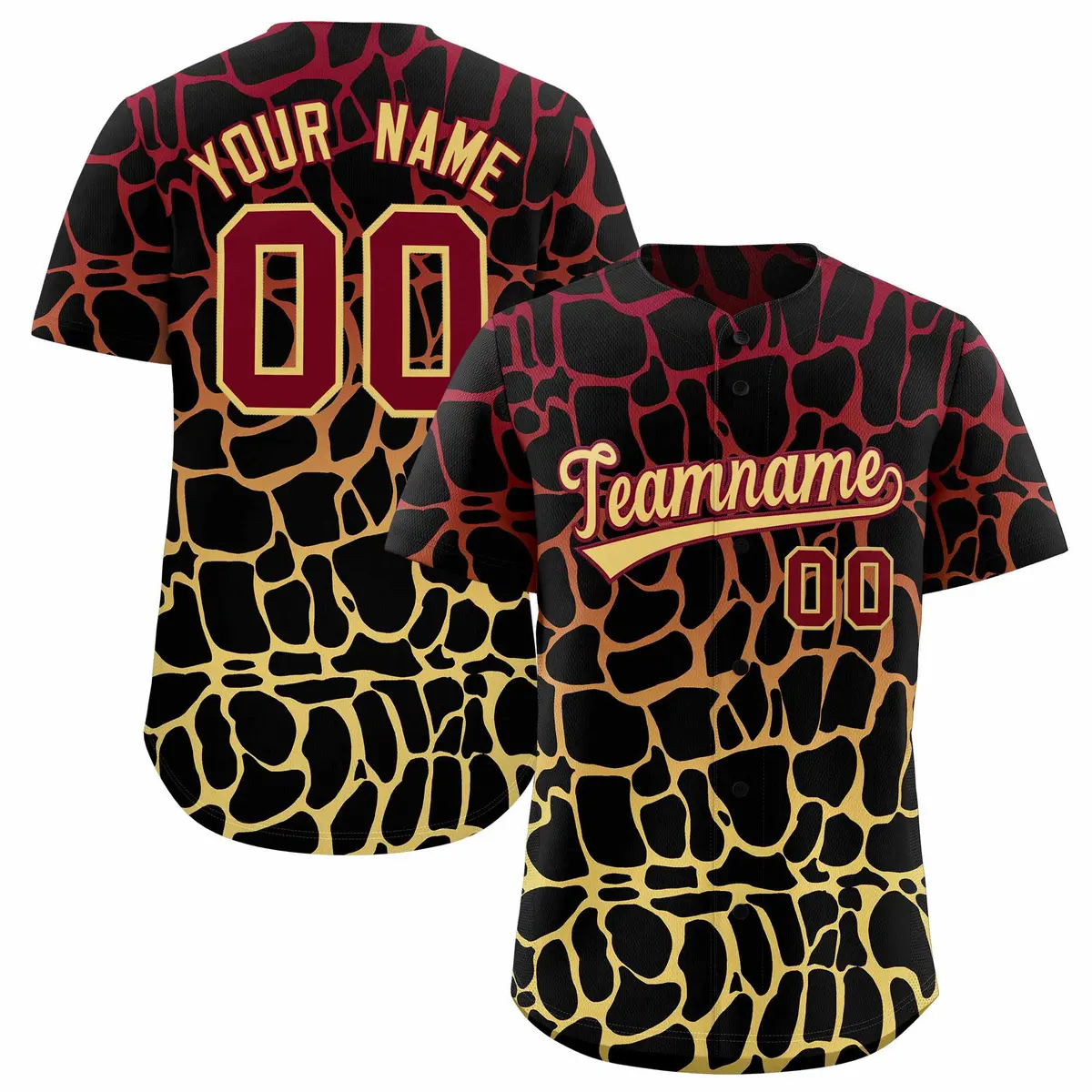 Crimson Khaki Giraffe Graffiti Pattern Baseball Jersey