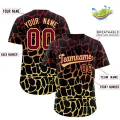 Crimson Khaki Giraffe Graffiti Pattern Baseball Jersey 2
