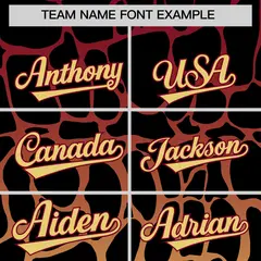 Crimson Khaki Giraffe Graffiti Pattern Baseball Jersey 3