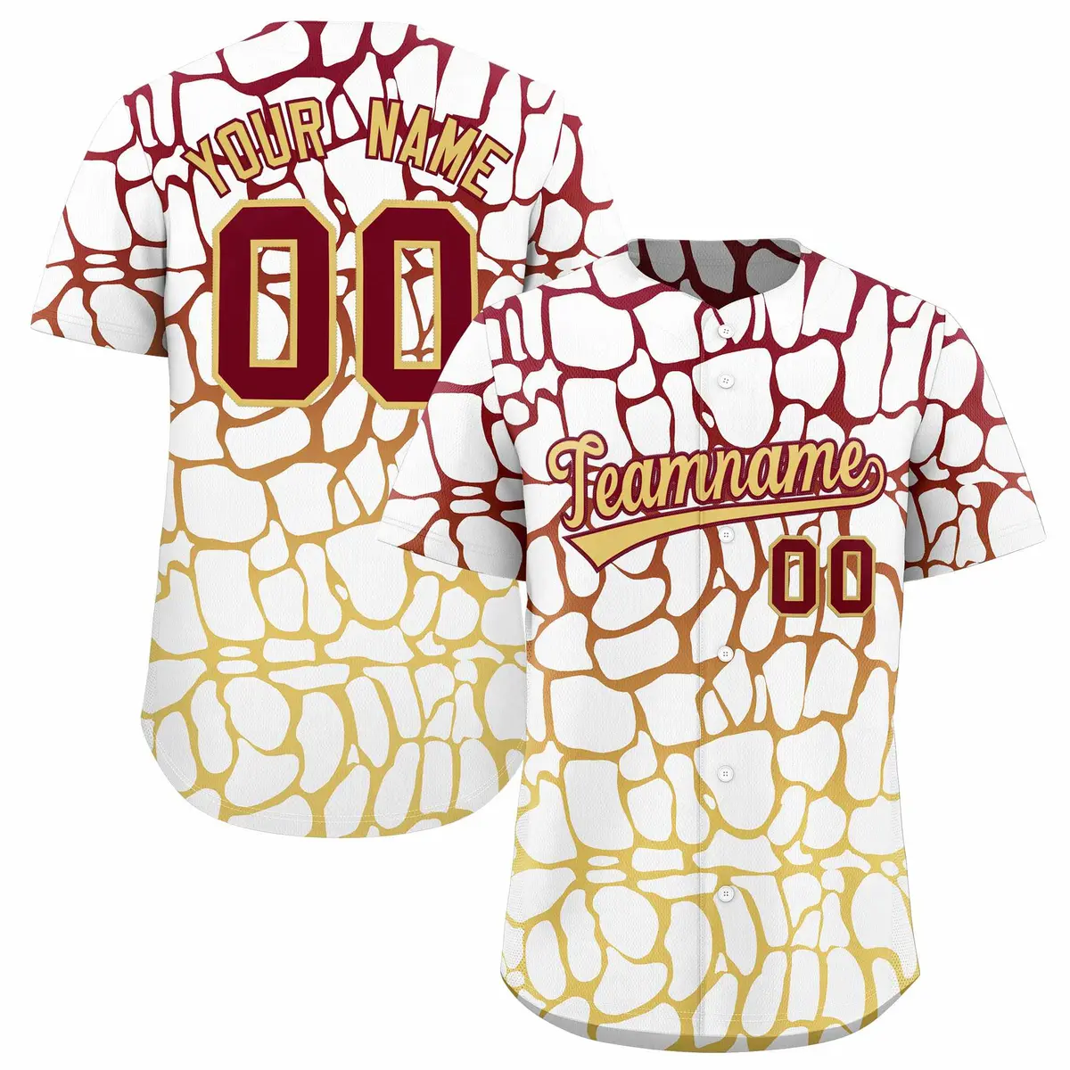 Crimson Khaki Giraffe Graffiti Pattern Baseball Jersey