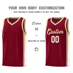 Crimson Khaki Gradient Fashion Basketball Jersey 3