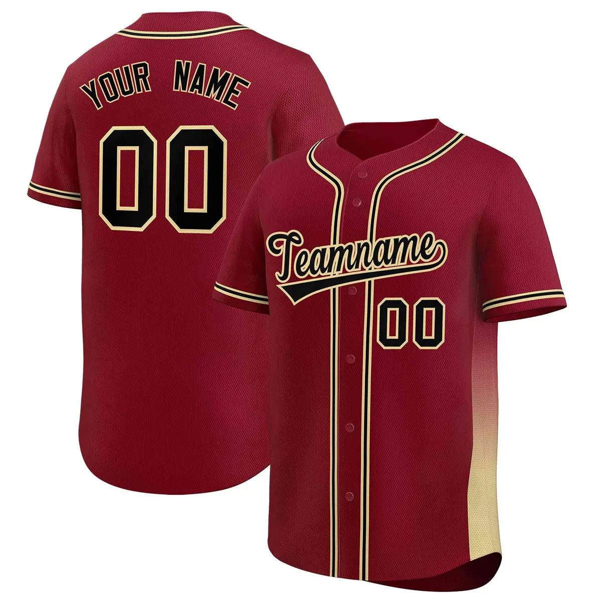Crimson Khaki Gradient Side Authentic Baseball Jersey