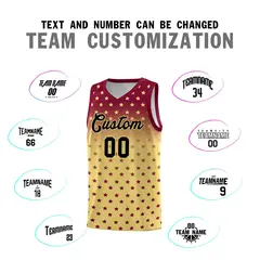 Crimson Khaki Gradient Star Pattern Basketball Jersey Sets 4