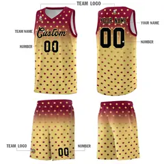 Crimson Khaki Gradient Star Pattern Basketball Jersey Sets 5