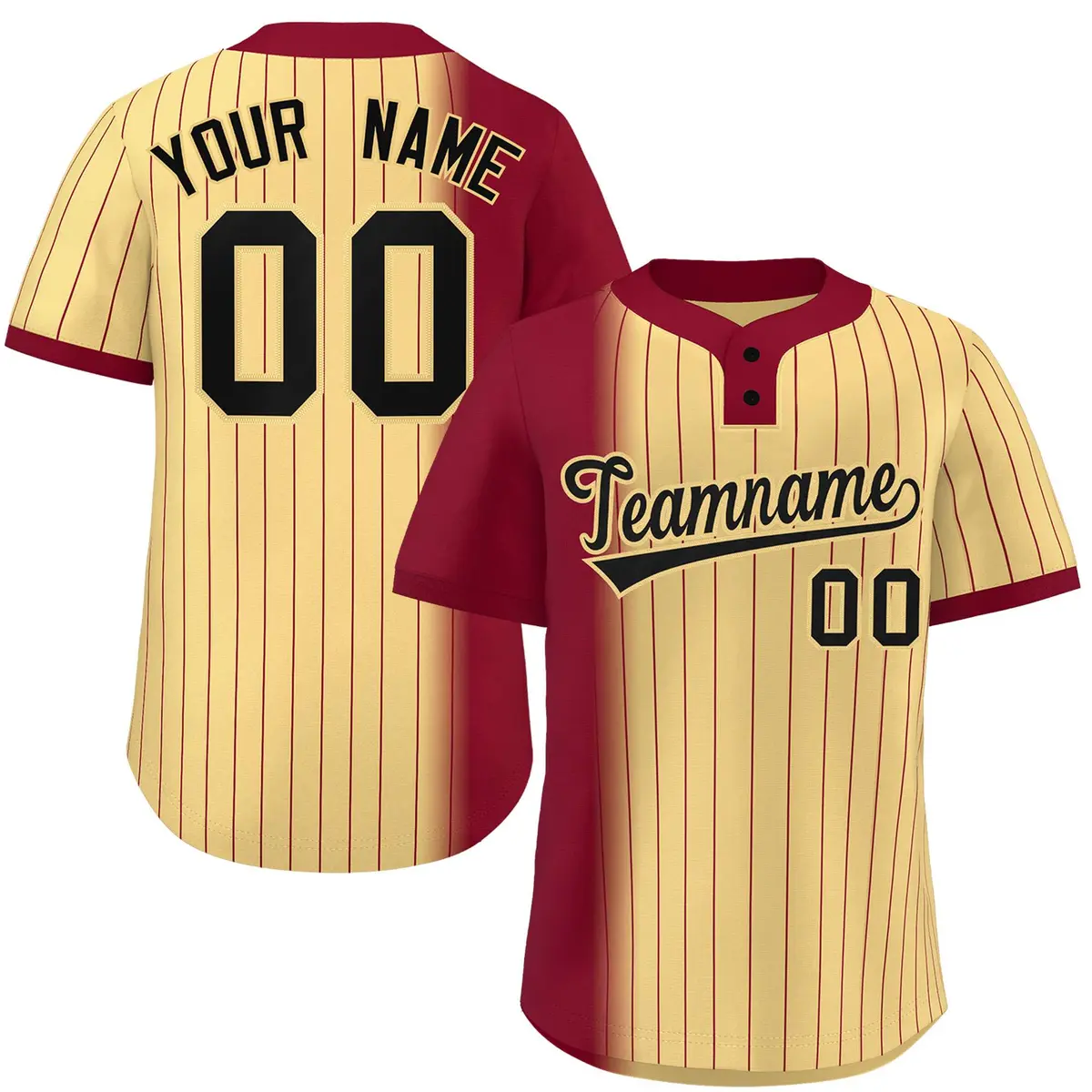Crimson Khaki Gradient Stripe Two-Button Softball Jersey