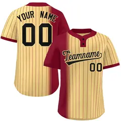 Crimson Khaki Gradient Stripe Two-Button Softball Jersey 1