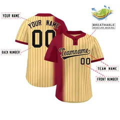 Crimson Khaki Gradient Stripe Two-Button Softball Jersey 2