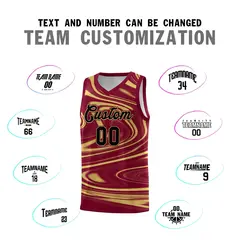 Crimson Khaki Graffiti Fluids Style Basketball Jersey Sets 4