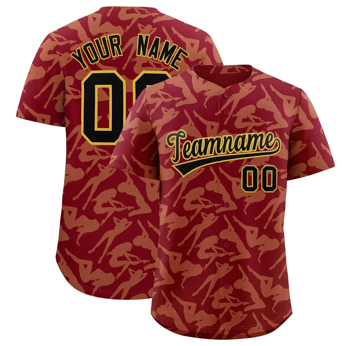 Crimson Khaki Graffiti Pattern Baseball Jersey