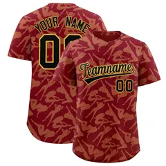 Crimson Khaki Graffiti Pattern Baseball Jersey 1