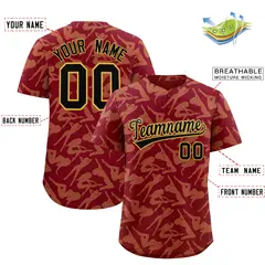 Crimson Khaki Graffiti Pattern Baseball Jersey 2
