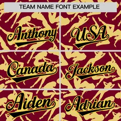 Crimson Khaki Graffiti Pattern Baseball Jersey 3