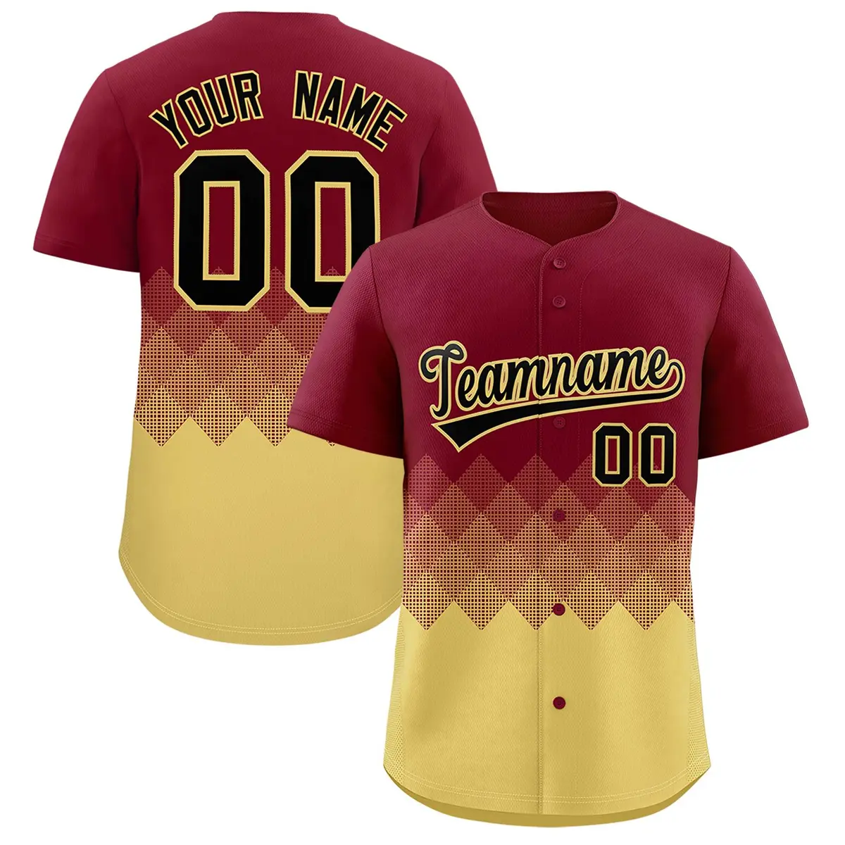 Crimson Khaki Grid Blur Pattern Baseball Jersey