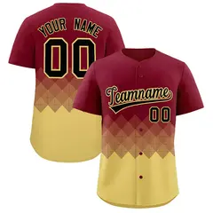 Crimson Khaki Grid Blur Pattern Baseball Jersey