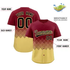 Crimson Khaki Grid Blur Pattern Baseball Jersey 2