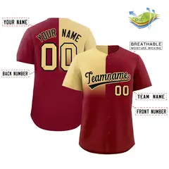 Crimson Khaki Half Gradient Authentic Baseball Jersey 2