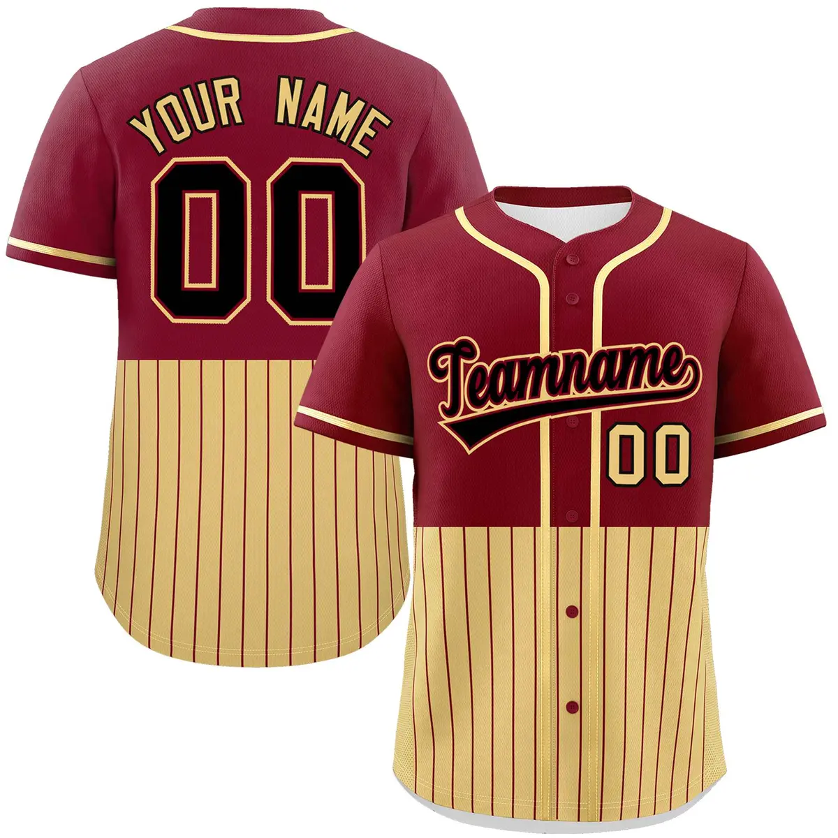 Crimson Khaki Half Stripe Authentic Baseball Jersey