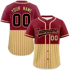 Crimson Khaki Half Stripe Authentic Baseball Jersey 1