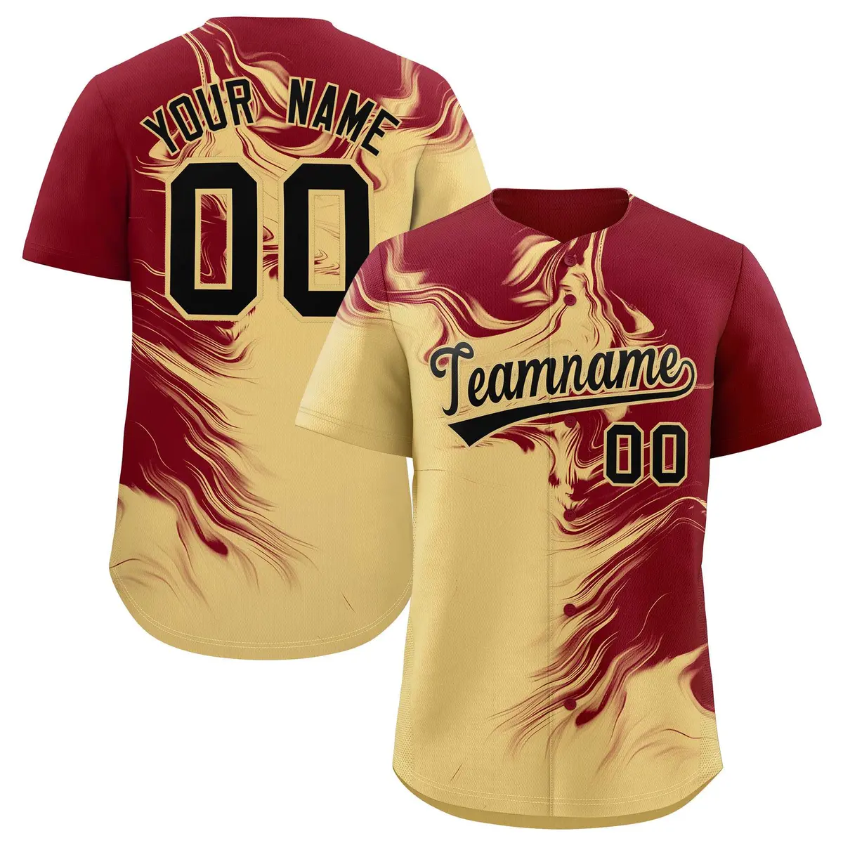 Crimson Khaki Ink Pattern Authentic Baseball Jersey