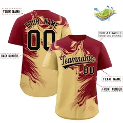 Crimson Khaki Ink Pattern Authentic Baseball Jersey 2