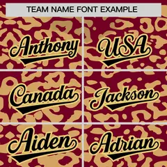 Crimson Khaki Leopard Print Baseball Jersey 3