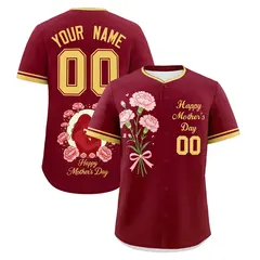Crimson Khaki Mother's Day Baseball Jersey