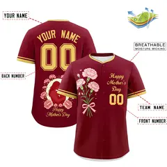 Crimson Khaki Mother's Day Baseball Jersey 2