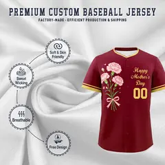 Crimson Khaki Mother's Day Baseball Jersey 3