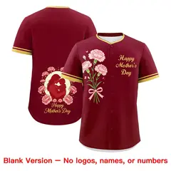 Crimson Khaki Mother's Day Baseball Jersey 7