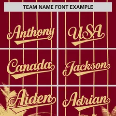Crimson Khaki Pinstripe Coconut Tree Baseball Jersey 3