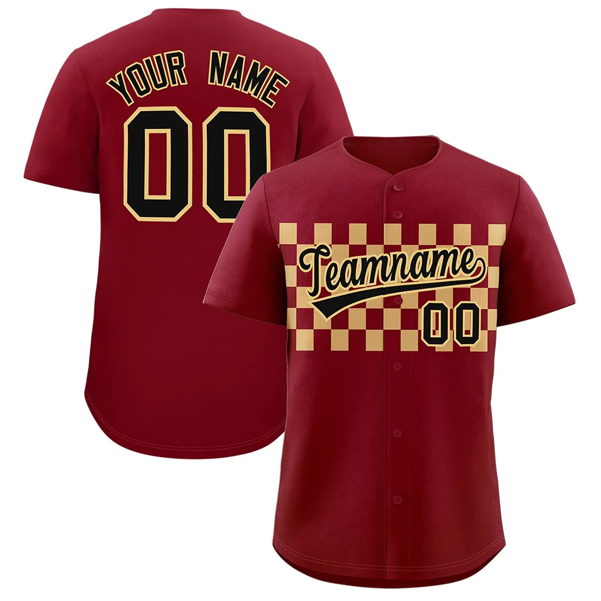 Crimson Khaki Plaid Fashion Authentic Baseball Jersey