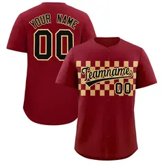 Crimson Khaki Plaid Fashion Authentic Baseball Jersey 1