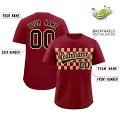 Crimson Khaki Plaid Fashion Authentic Baseball Jersey 2