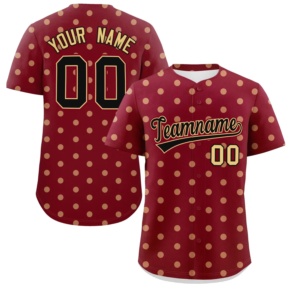 Crimson Khaki Polka Dot Graffiti Authentic Baseball Jersey