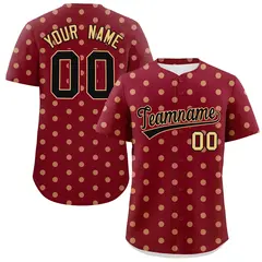 Crimson Khaki Polka Dot Graffiti Authentic Baseball Jersey 1