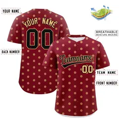 Crimson Khaki Polka Dot Graffiti Authentic Baseball Jersey 2