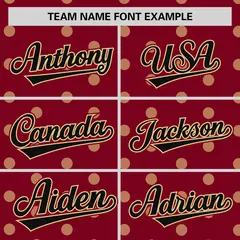 Crimson Khaki Polka Dot Graffiti Authentic Baseball Jersey 3