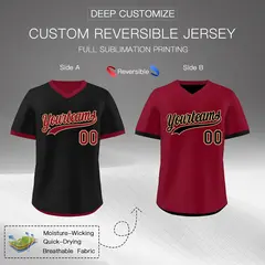 Crimson Khaki Reversible Pullover Baseball Jersey 2