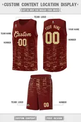 Crimson Khaki Scratches Pattern Basketball Jersey 2
