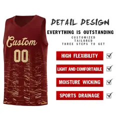 Crimson Khaki Scratches Pattern Basketball Jersey 4