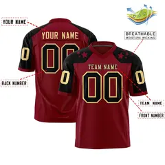 Crimson Khaki Shoulder Star Pattern Flag Football Jersey 2