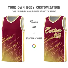 Crimson Khaki Splash Basketball Uniforms for Summer Camp 3