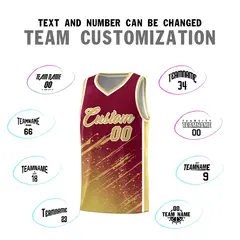Crimson Khaki Splash Basketball Uniforms for Summer Camp 4
