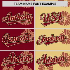 Crimson Khaki Split Flower Graffiti Baseball Jersey 3